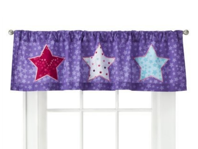 Circo Star Power Window Valance Blue Pink & Purple Stars Curtain Topper