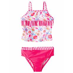 WonderNation Toddler Girls Pink Floral Striped 2 Piece Ruffle Tankini Swimming Suit