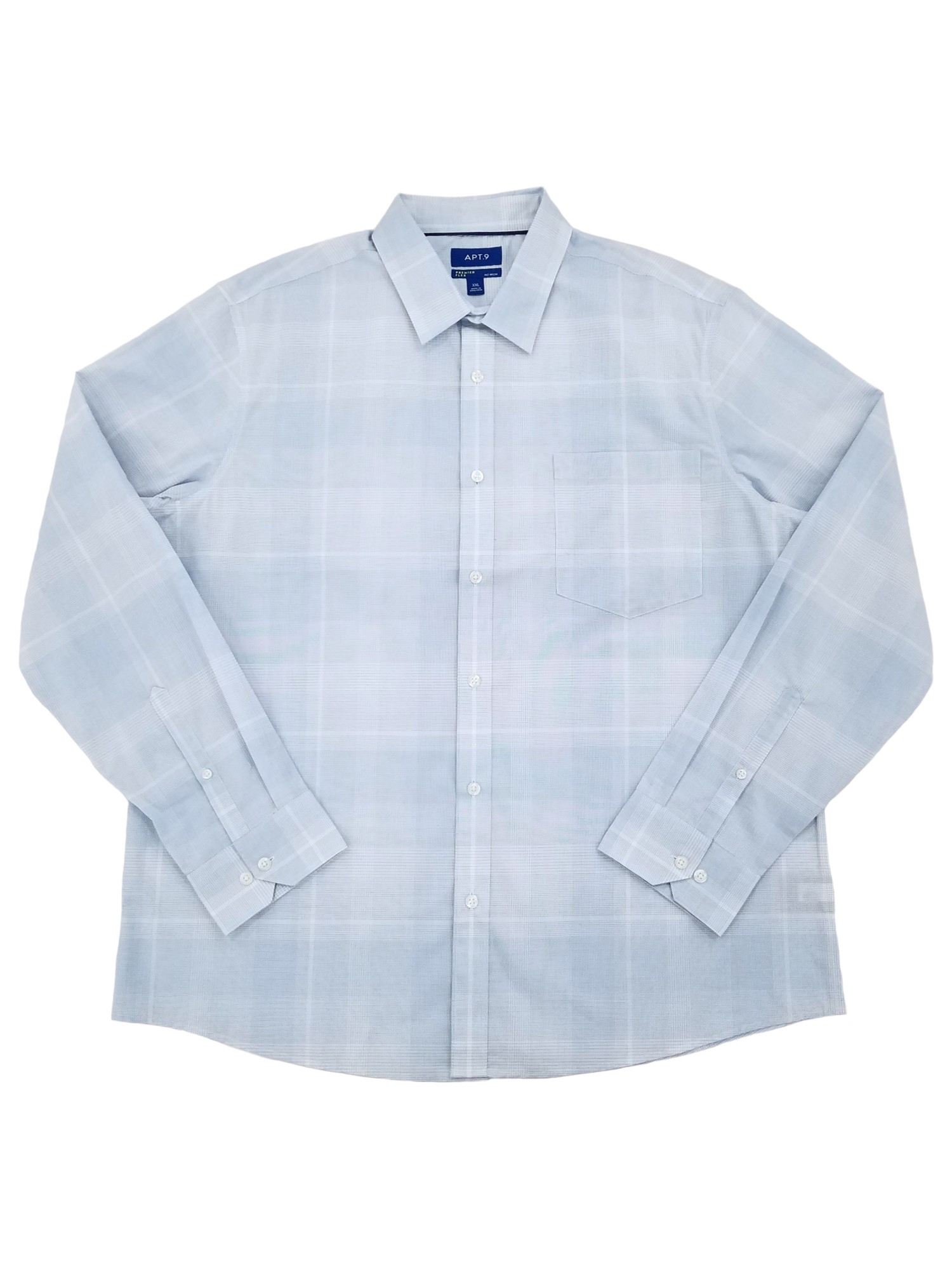 Apt. 9 Mens Light Blue Plaid Premier Flex Long Sleeve Button-Up Shirt XXL