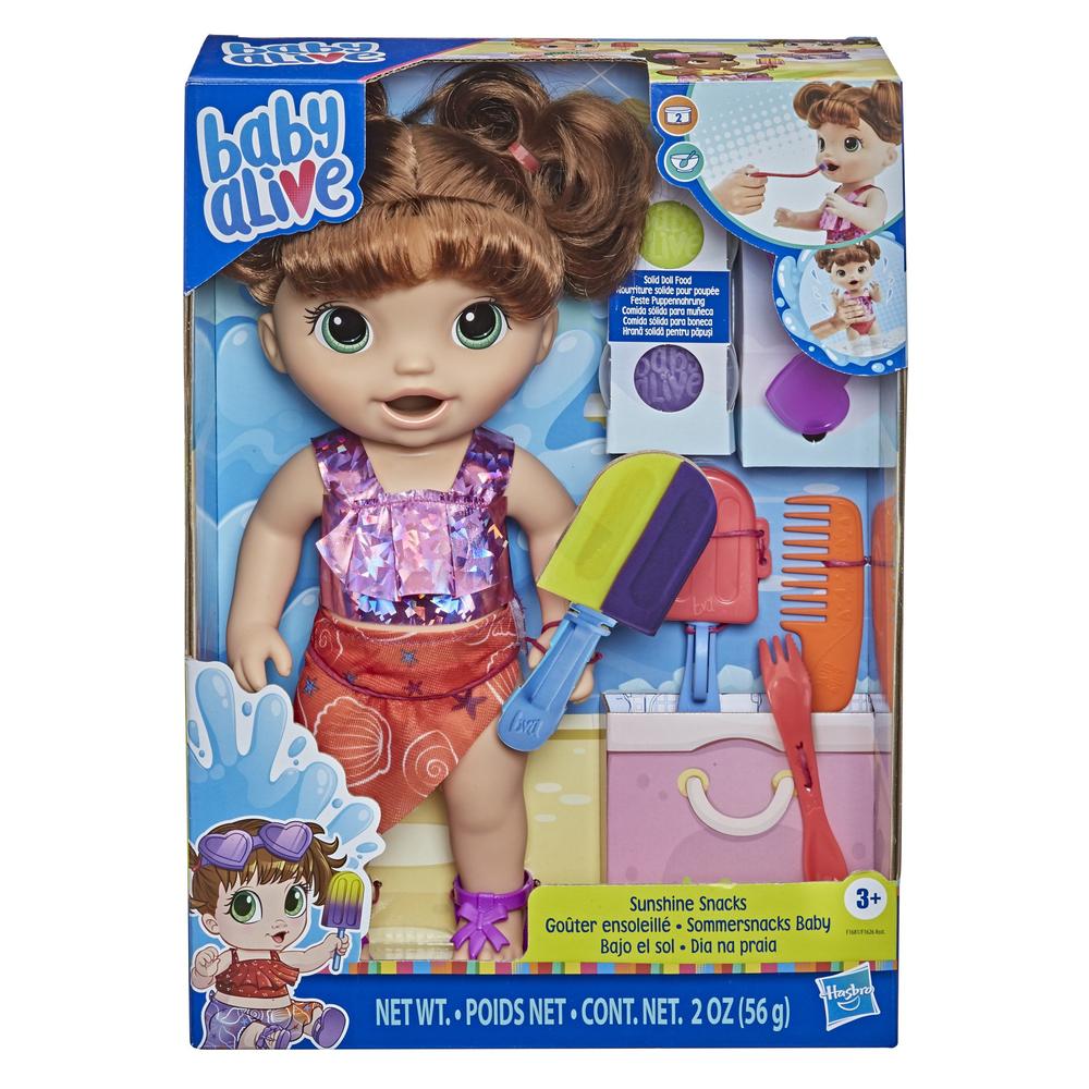 Baby Alive Sunshine Snacks Waterplay Doll Eats & Poops, Brown Hair