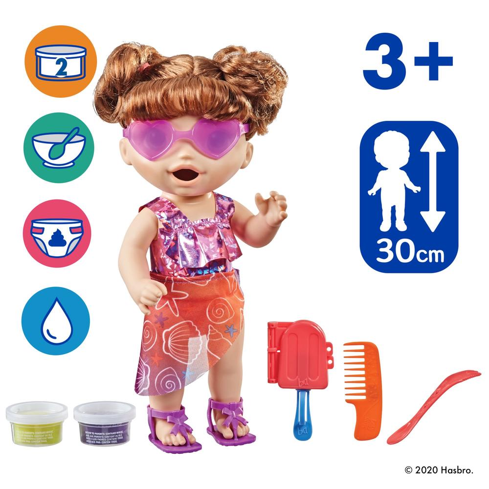 Baby Alive Sunshine Snacks Waterplay Doll Eats & Poops, Brown Hair