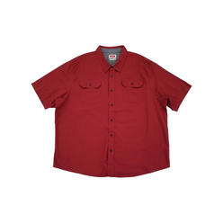 Wrangler Mens Rosewood Red Relaxed Fit Stretch Short Sleeve Woven Shirt