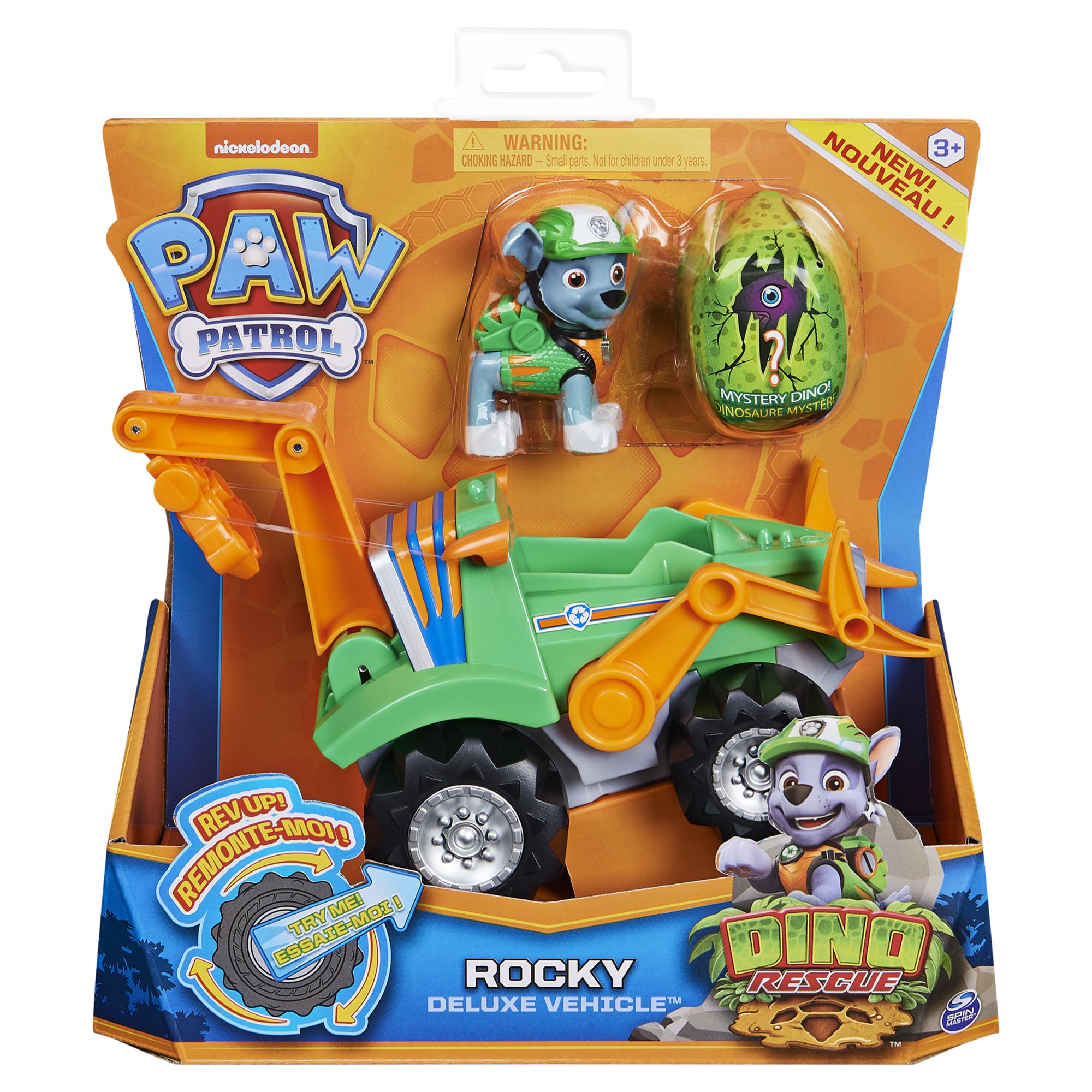 Paw Patrol Dino Rescue Rocky’s Deluxe Rev Up Vehicle & Mystery Dinosaur Figure