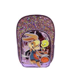 Warner Brothers Girls Space Jam Lola Bunny Looney Tunes Squad Backpack, 17" Sequined School Bag