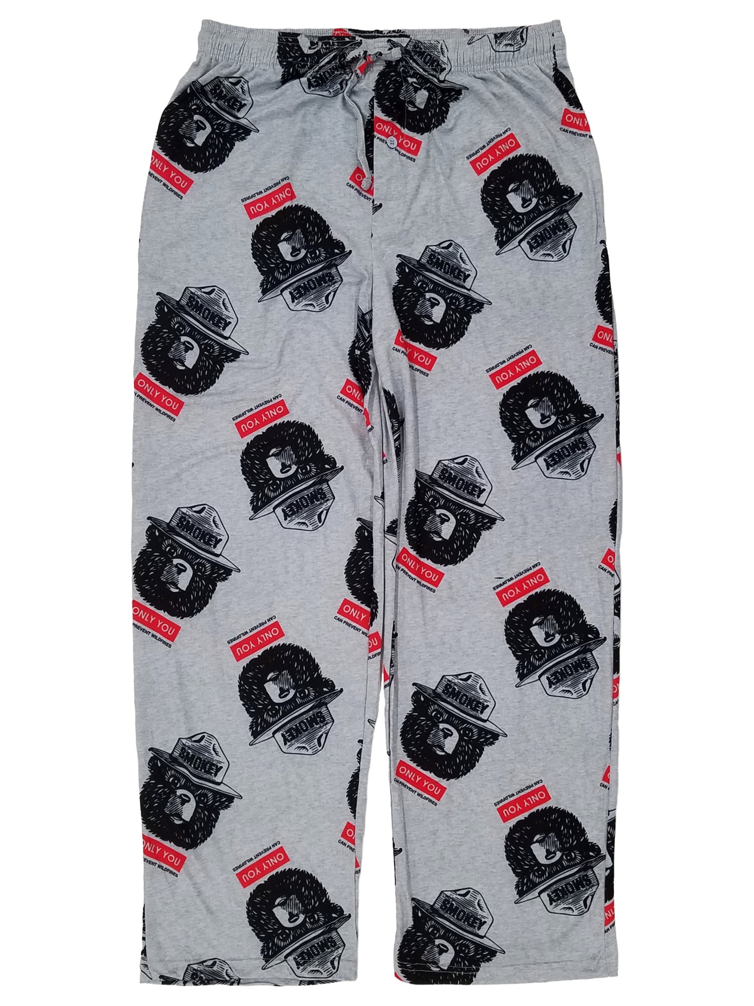 Mad Engine Mens Gray Smokey The Bear Only You Sleep Pants Pajama Bottoms