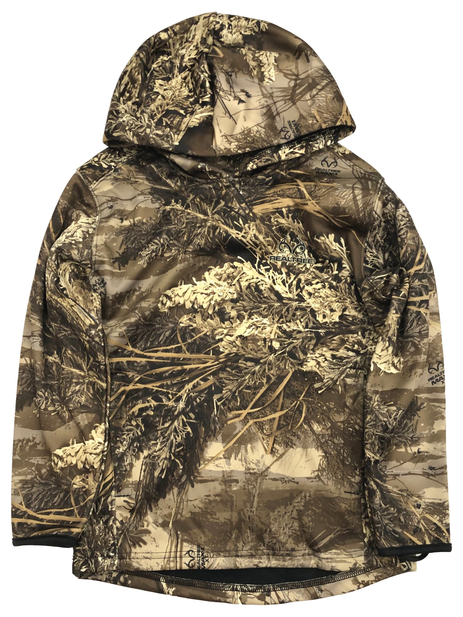 Realtree Boys Brown Camo Face Gaiter Hoodie Sweatshirt Jacket Camouflage