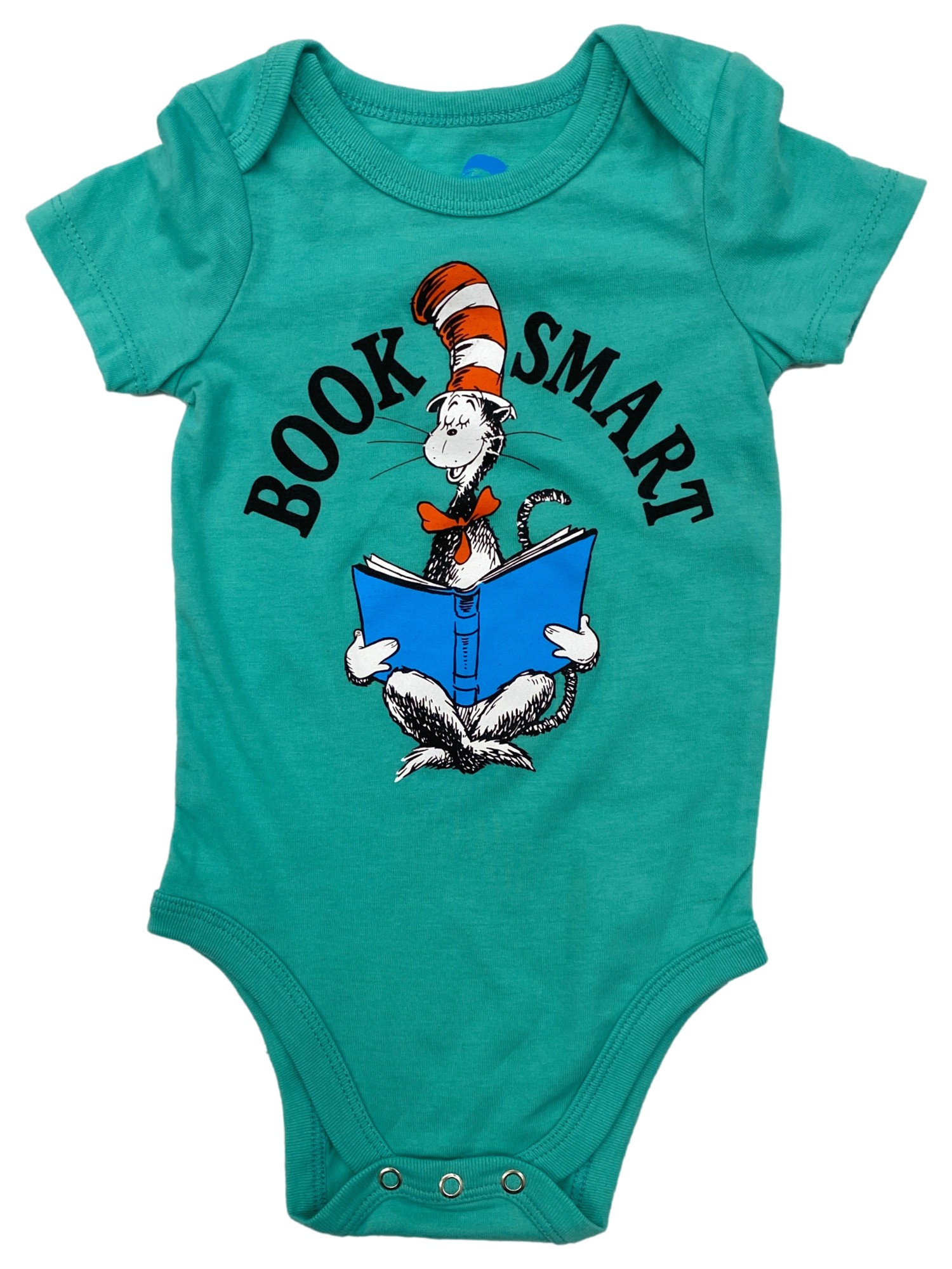 Dr. Seuss Infant Boys & Girls Blue Green Cat in the Hat Dr Seuss Book Smart Bodysuit 3-6m