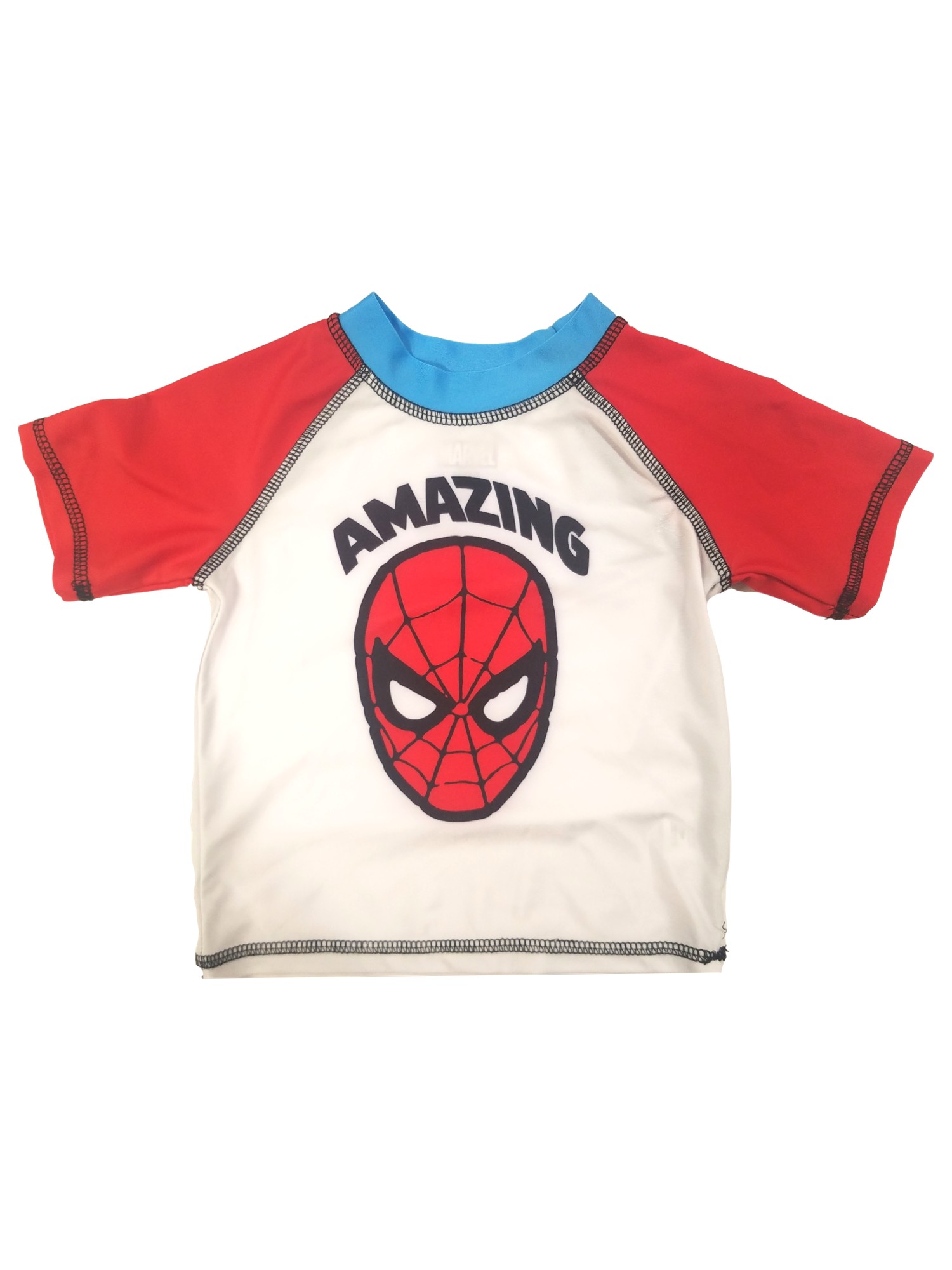 Disney Marvel Infant Boys Red, White & Blue Spiderman Rash Guard Swim Shirt 18 Months