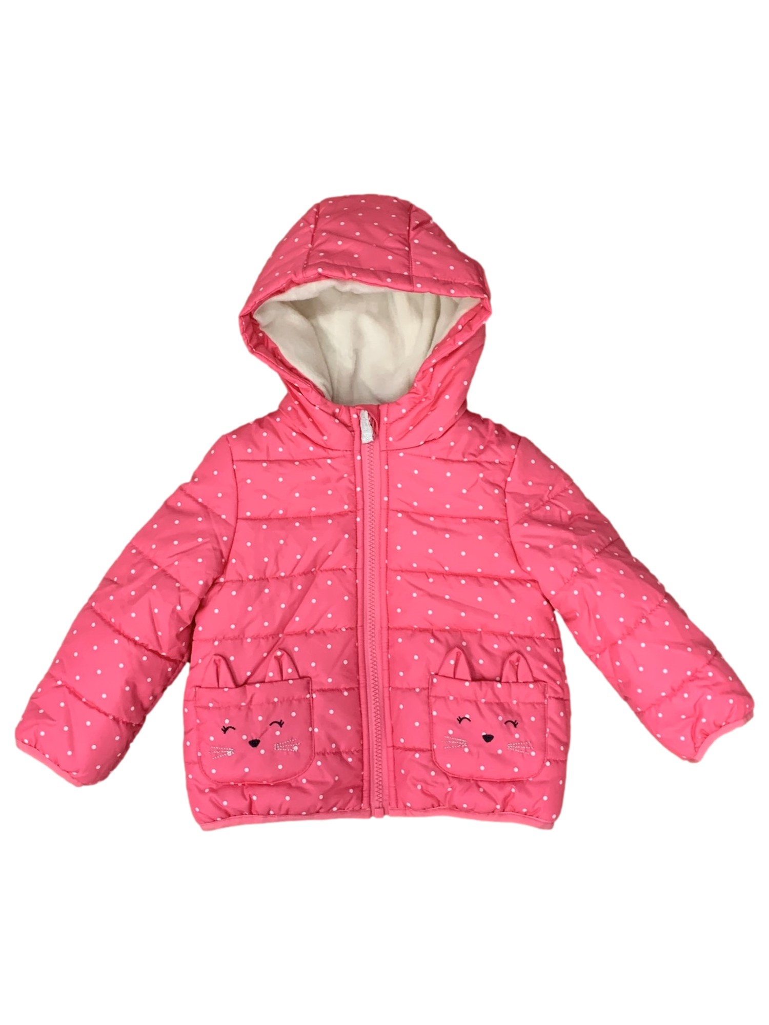 Carter's Carters Infant Girls Pink Polka Dot Kitty Cat Snow Coat Baby Ski Jacket