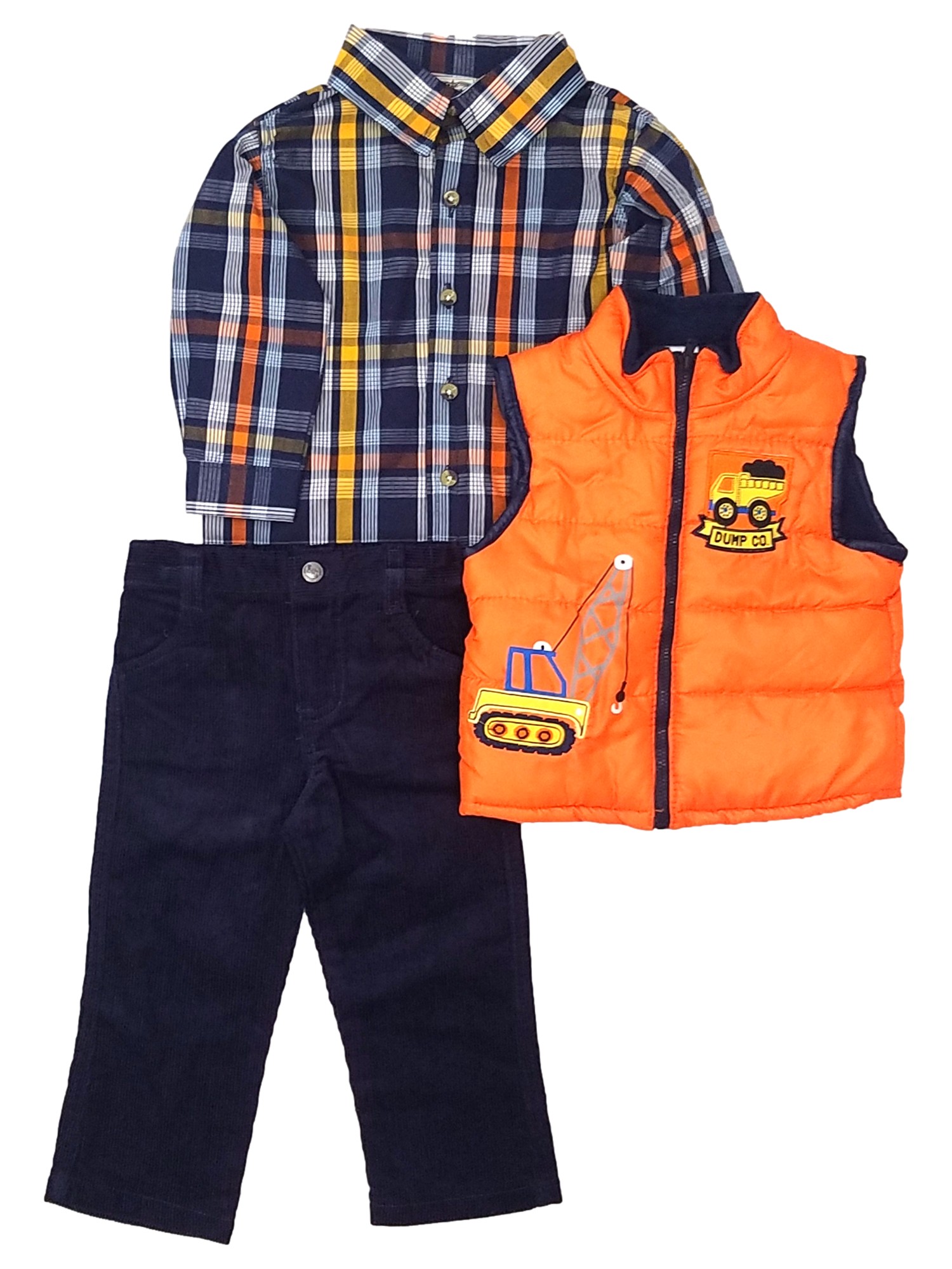 Little Rebels Little Rebel Infant Boys 3 Piece Orange & Navy Vest Shirt & Pants Set 24 Months