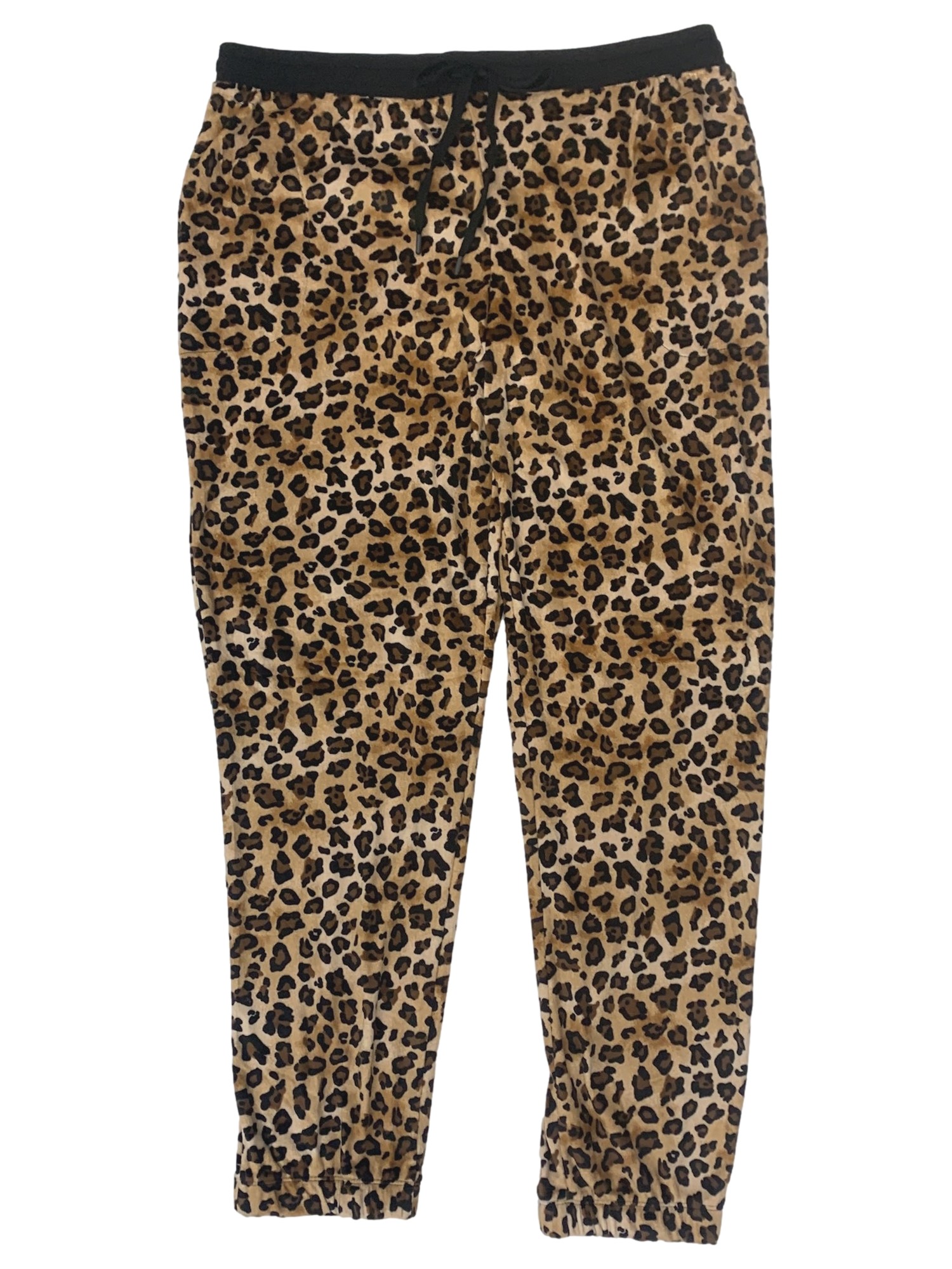 Secret Treasures Womens Soft Brown Velour Leopard Print Joggers