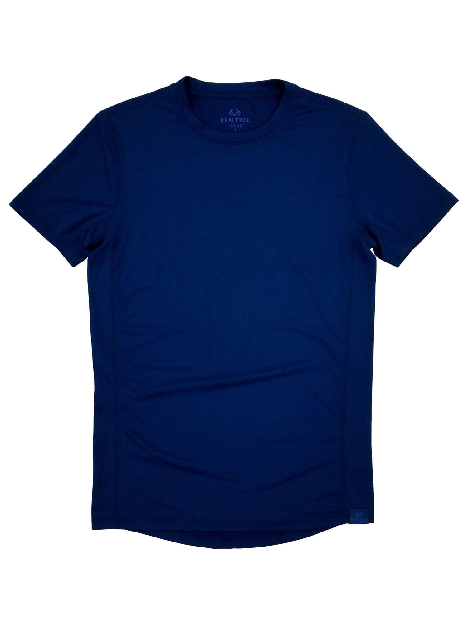 Realtree Mens Navy Blue Short Sleeve Performance Fishing Shirt Small