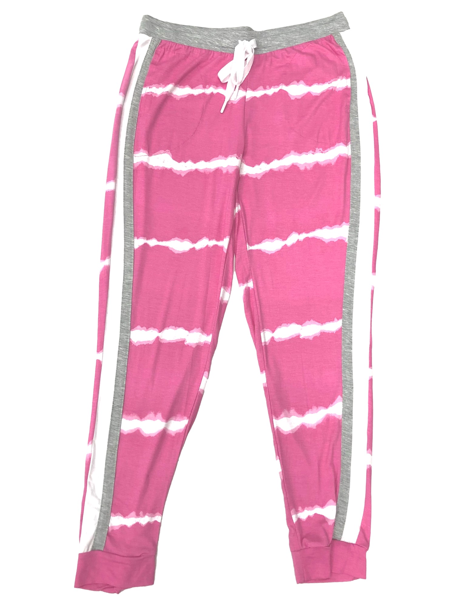 Generic Womens Pink & White Stripe Joggers Sleep & Lounge Pants Pajama Bottoms