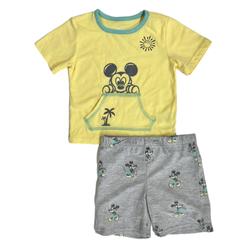 Disney Infant Boys 2pc Yellow & Gray Mickey Mouse T-Shirt & Shorts Set 12m
