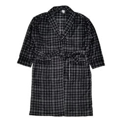 Sonoma Mens Black Plaid Plush Microfleece Robe House Coat Bathrobe L/XL