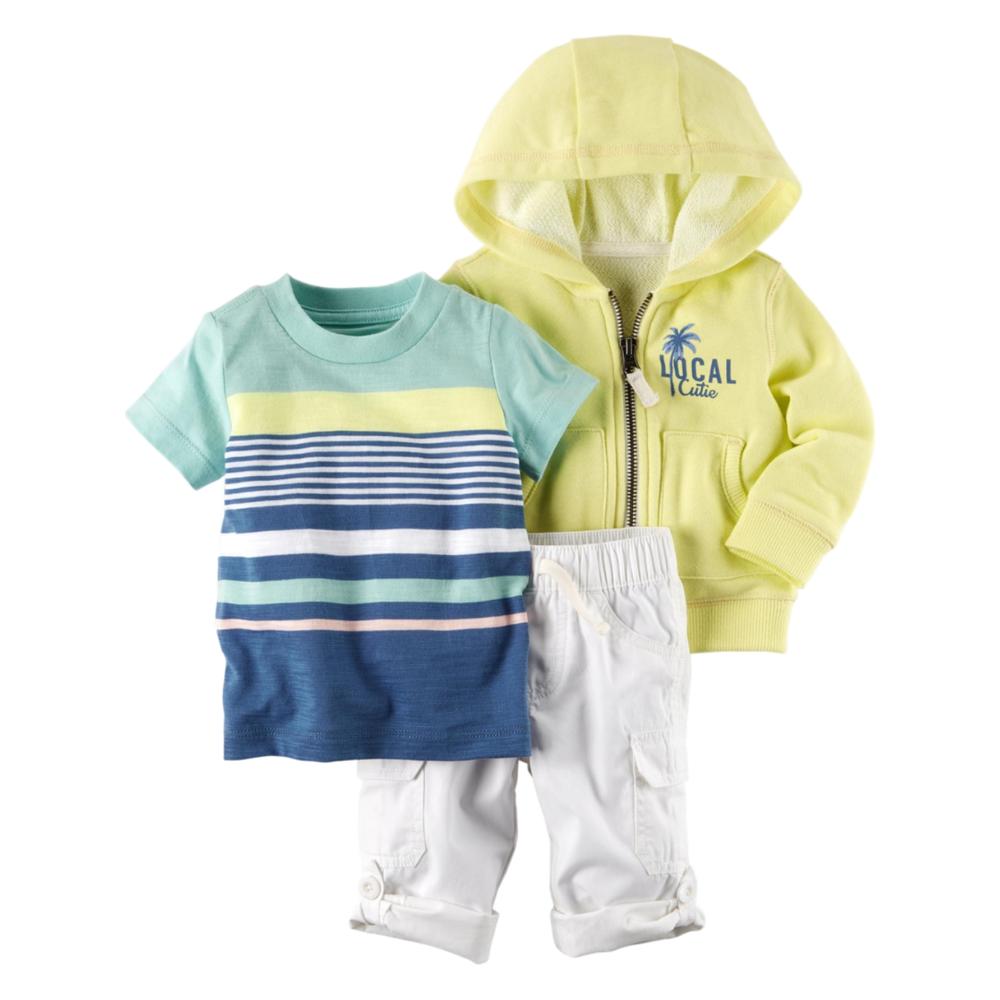 Carter's Carters Infant Boys Yellow Hoodie Local Cutie 3-Piece T-shirt Outfit Set