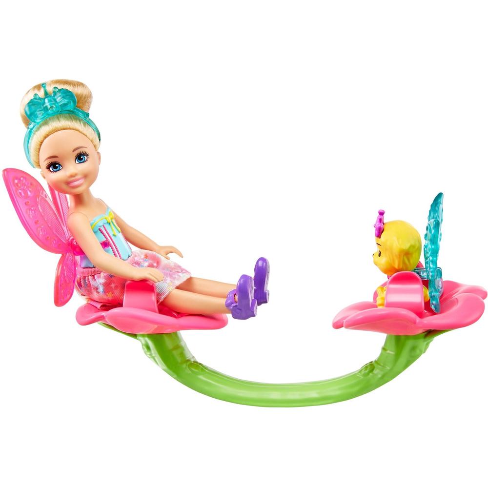 Barbie Dreamtopia Chelsea Fairy Doll Treehouse Playset with Seesaw, Swing, Slide