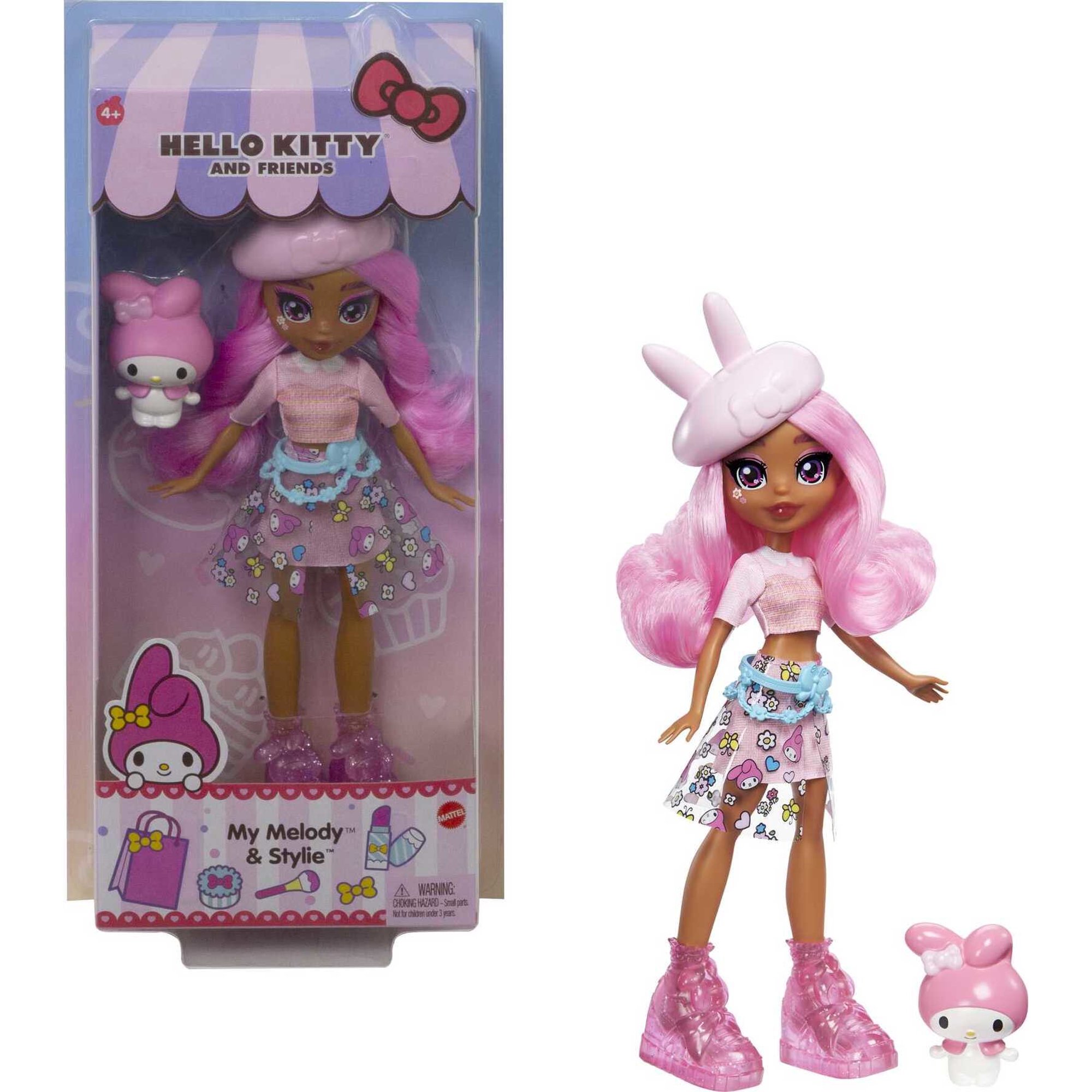 Mattel Sanrio Hello Kitty & Friends My Melody Figure & Stylie Doll with  Long Pink Hair