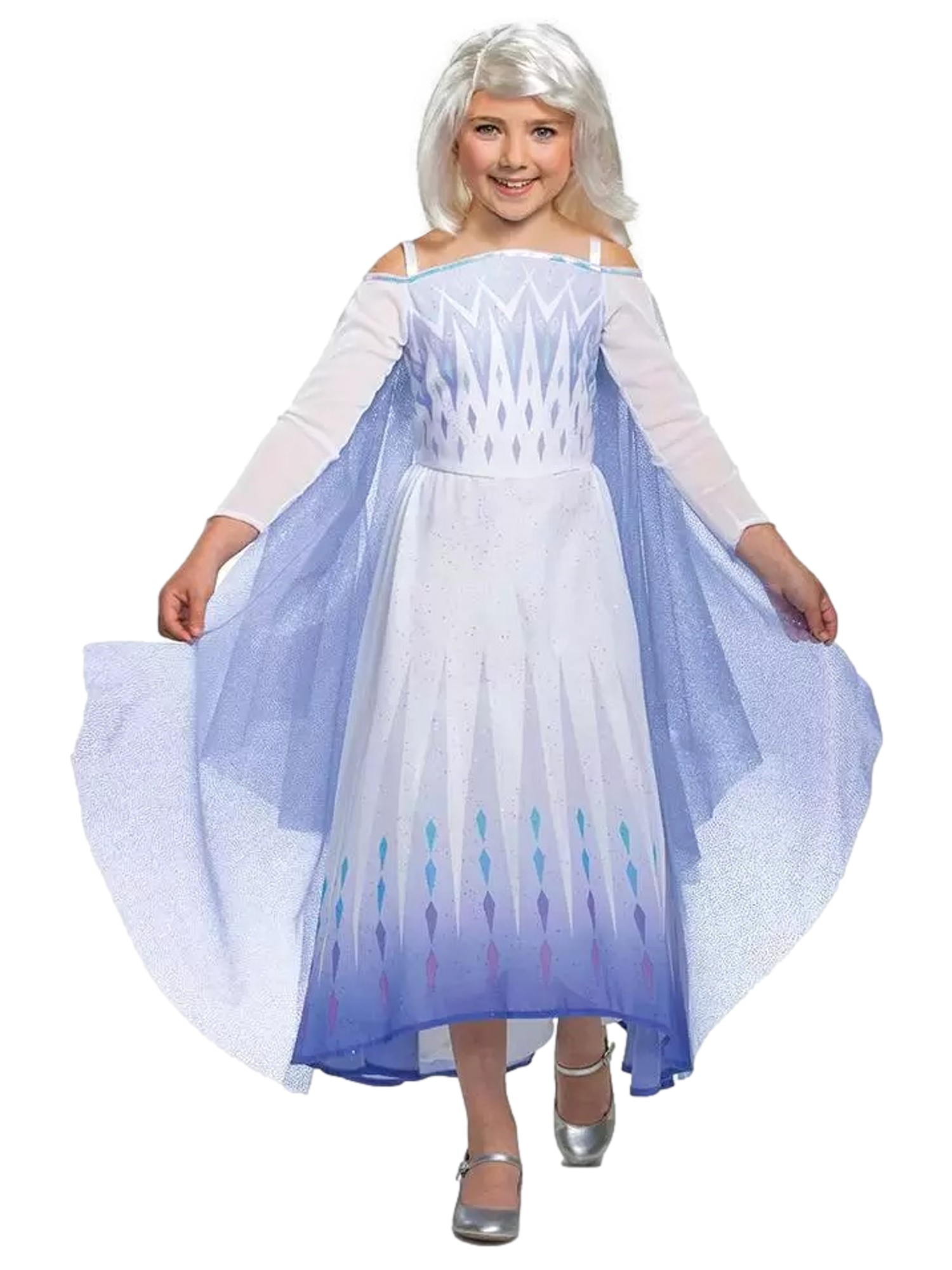 Disguise Disney Frozen Girls White Sparkle Snow Queen Elsa Costume Dress Small (4-6X)