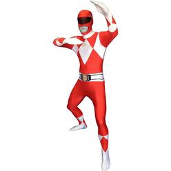 Power Rangers Mens Red Power Ranger Full Body Stretch Jumpsuit Costume Bodysuit X-Large