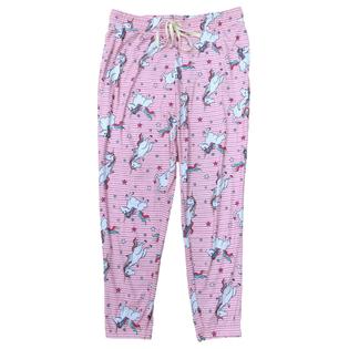 Briefly Stated Womens Pink Striped Unicorn Joggers Sleep Pants