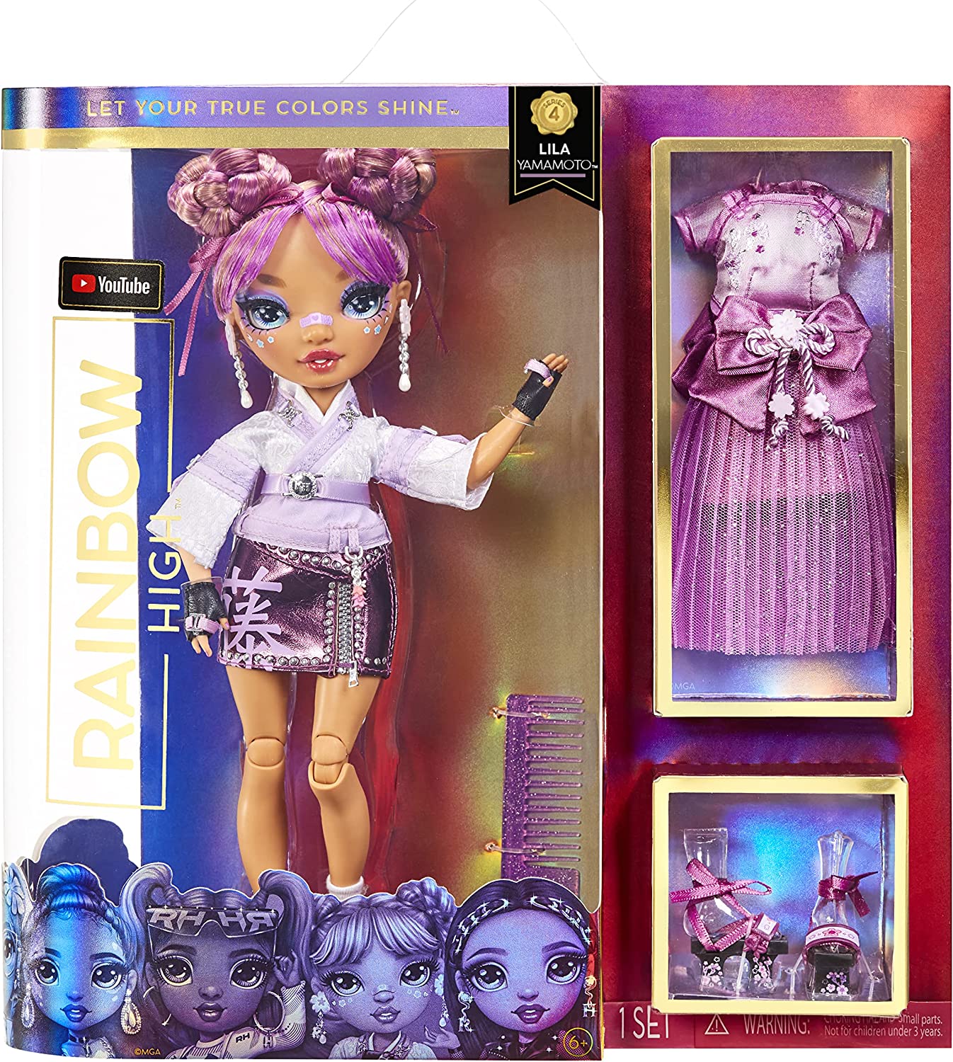 Rainbow High Lila Yamamoto Mauve Purple Fashion Doll Set with 2 Outfits