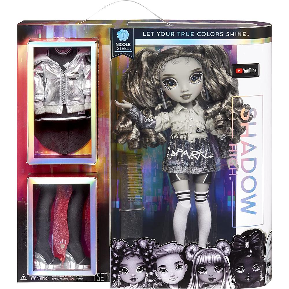 Rainbow High Shadow High Series 1 Nicole Steel Grayscale Doll with 2 Outfits