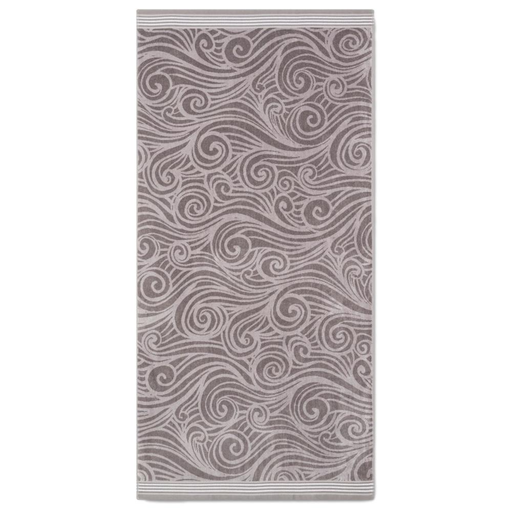 Sun Squad Plush Gray Wave Swirl Oversized Cotton Beach Towel 3' x 6'