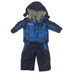 Zero Xposur Infant Boys Blue Plaid Snowsuit Coat & Snow Bibs Set 12 Months