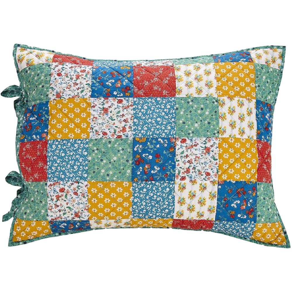 The Pioneer Woman Teal Pieced Patchwork 2-Piece Cotton Pillow Sham Set, King