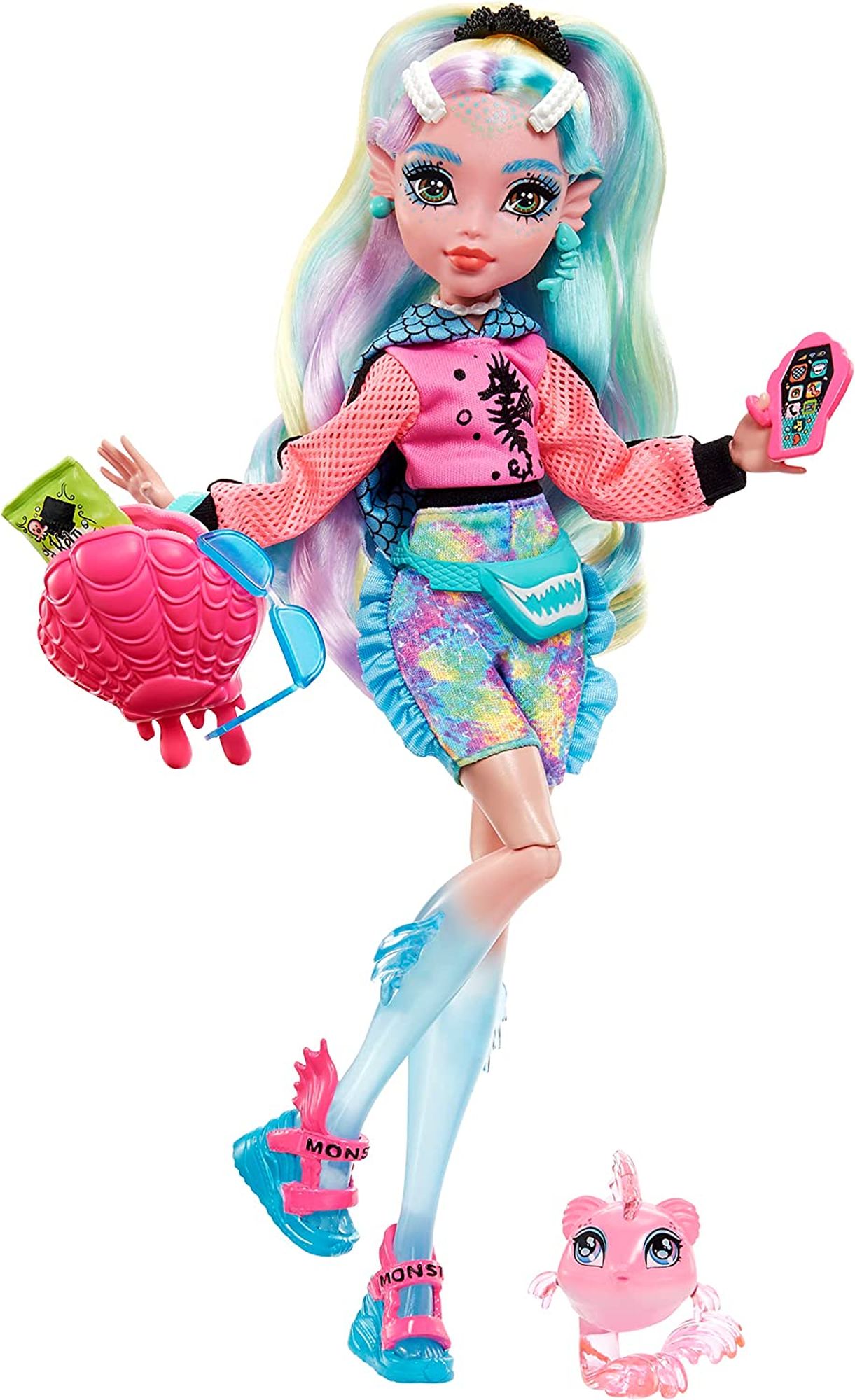 Monster High Lagoona Blue Doll with Pet Piranha & Colorful Streaked Hair