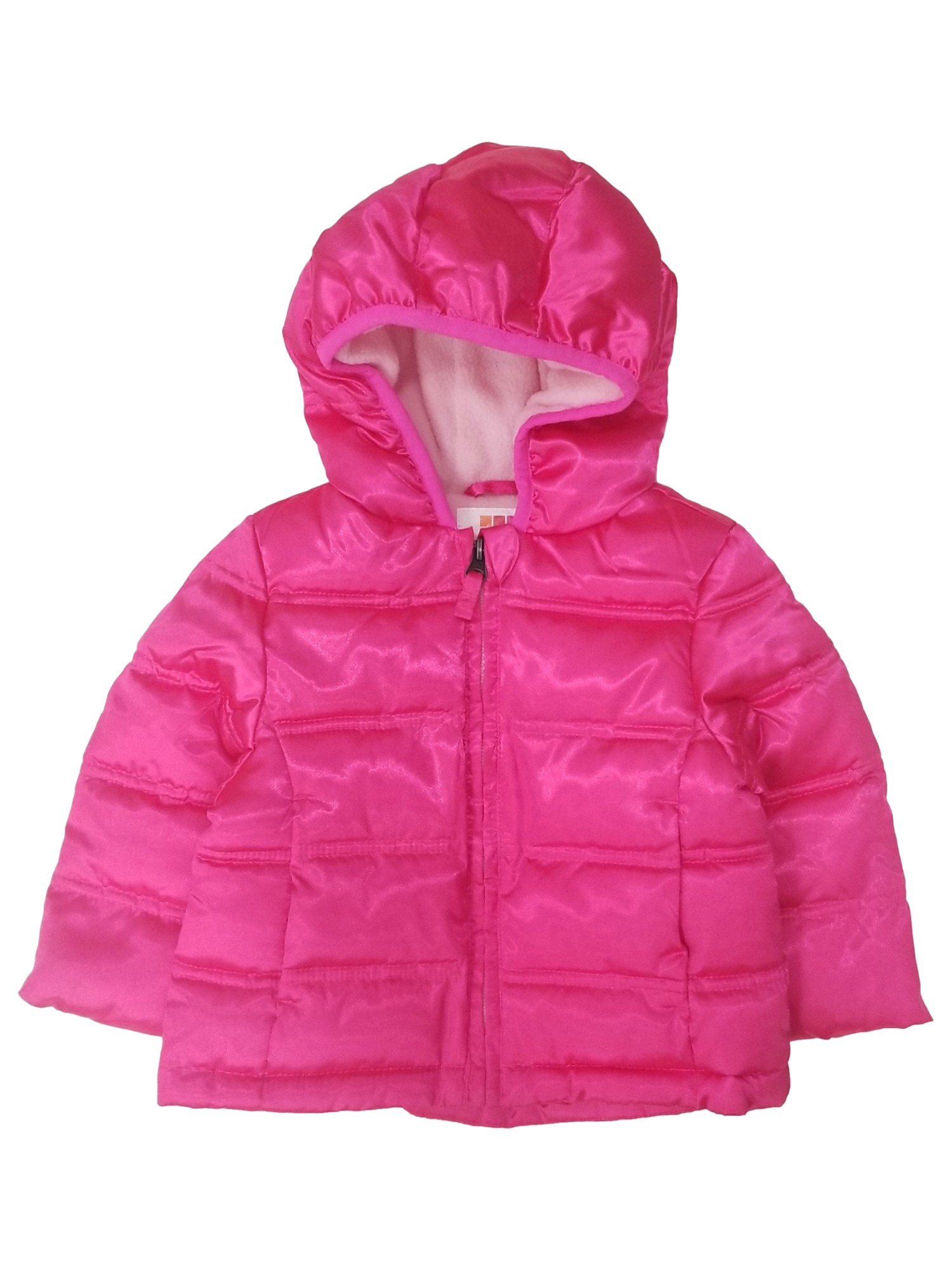 Healthtex Infant Girls Hot Pink Shiny Ribbed Snow Coat Hood Baby Ski Jacket 12m