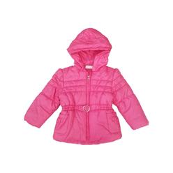 Pistachio Toddler Girls Hot Pink Heart Bow Coat Zip-Up Jacket w/ Hood & Pockets 2T