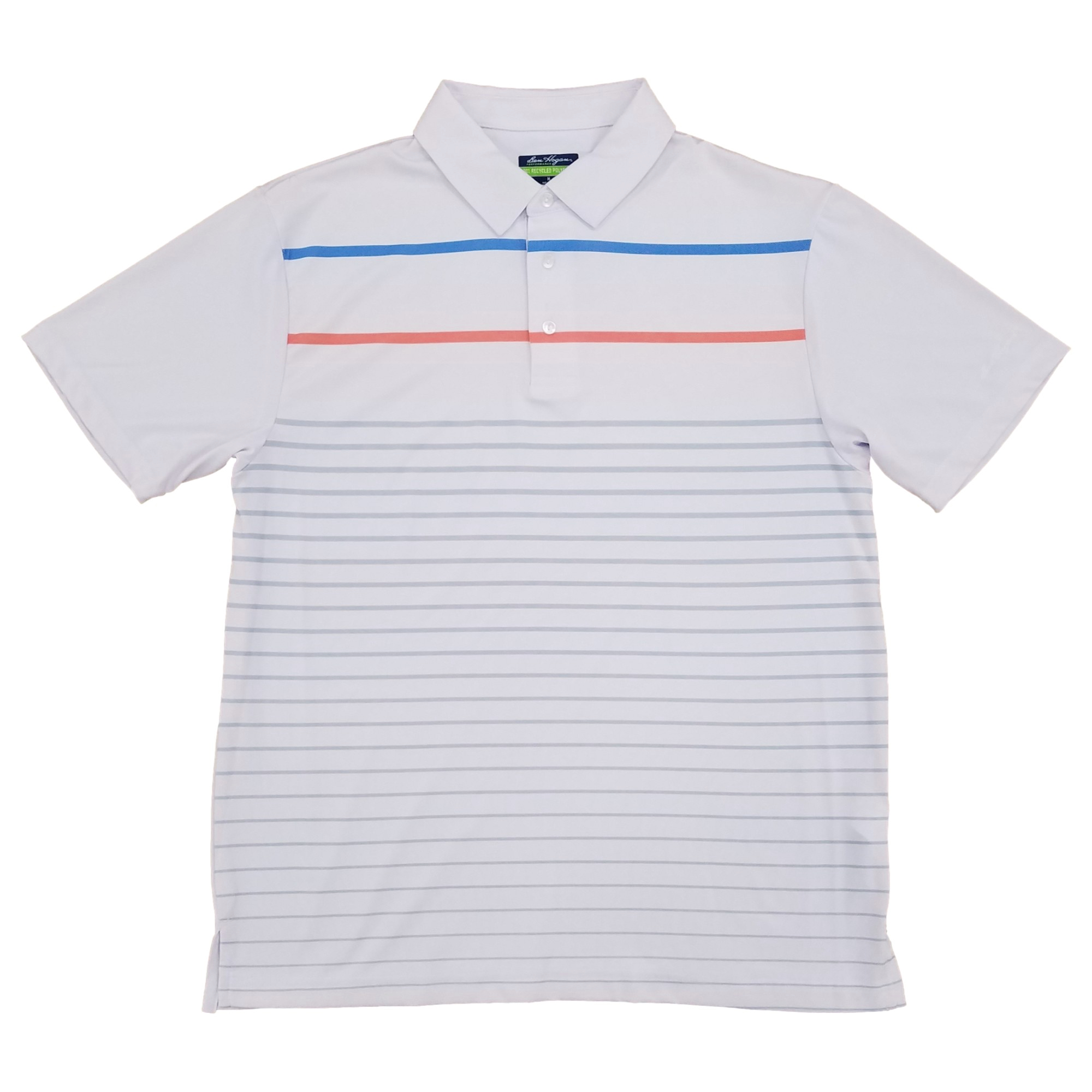 Ben Hogan Mens White Chest Stripe Short Sleeve Performance