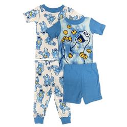 Sesame Street Infant Boys Blue 4 Piece Cookie Monster Pajama Sleep Set 9 Months