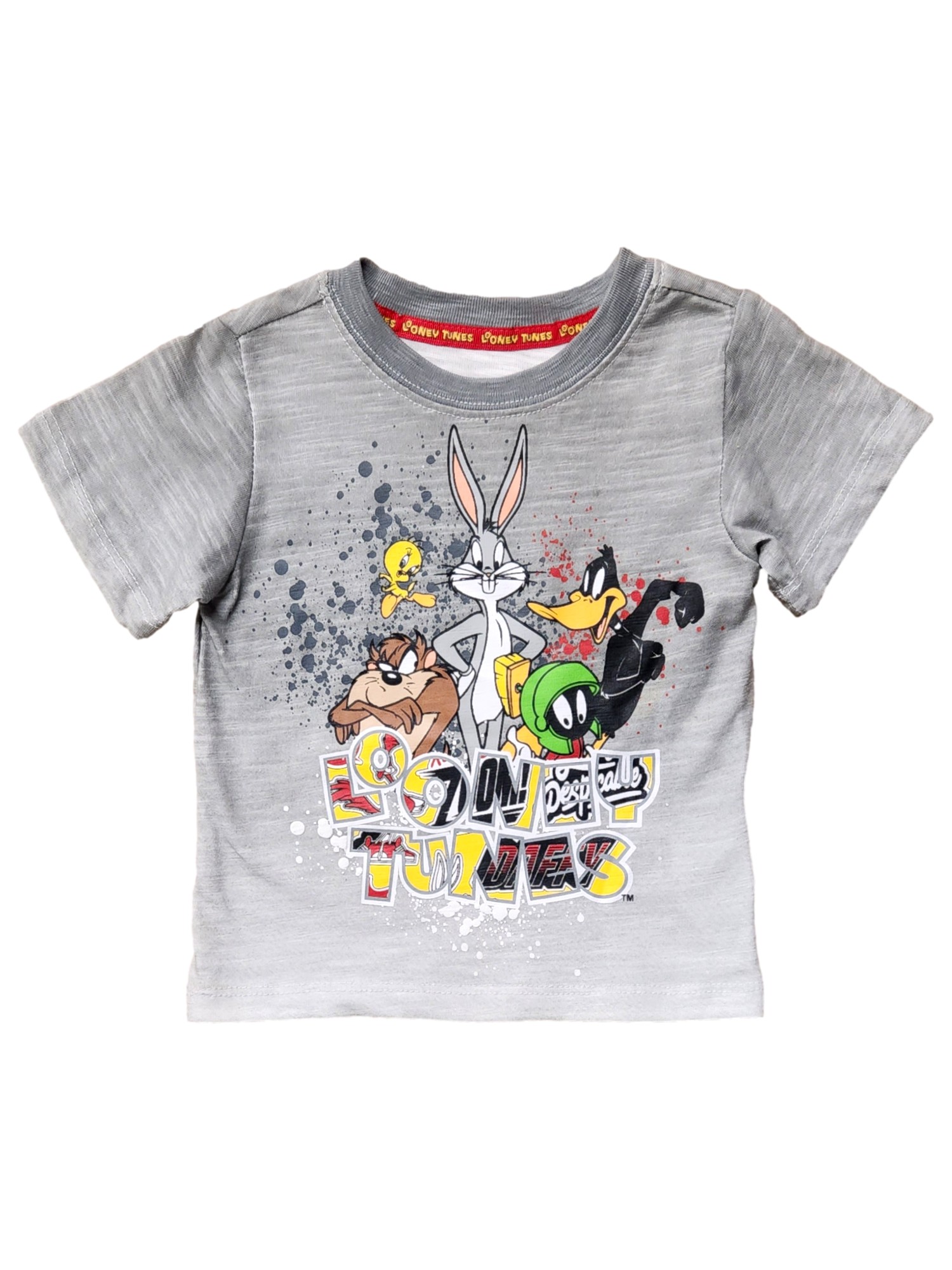 T-shirt Garçon Looney Tunes - Motif Taz (Tasmanian Devil) Marron, 100% Coton, Manches Courtes, Neuf Avec étiquettes