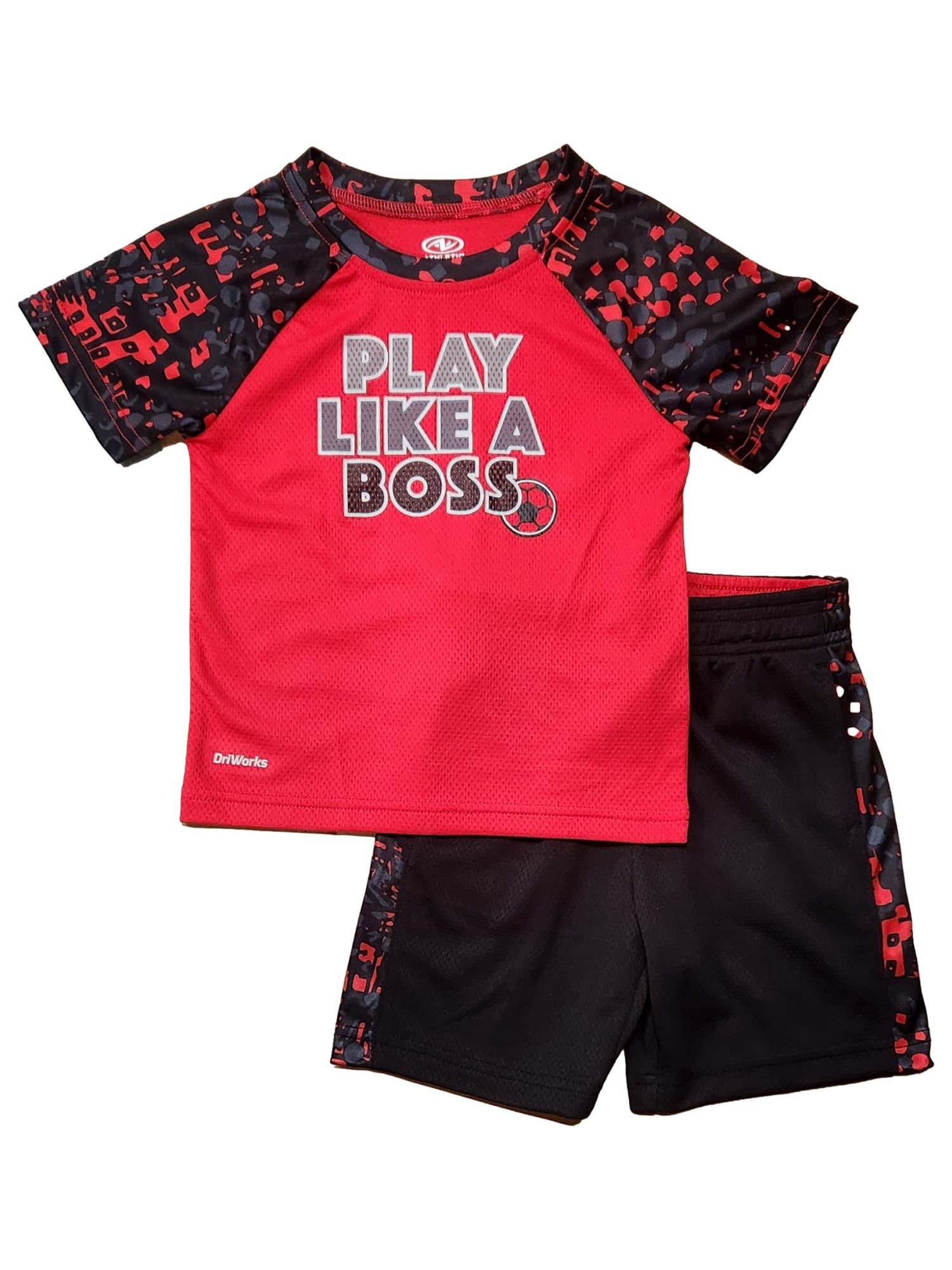 Athletic Works Toddler Boys Red & Black Play Like A Boss Athletic Shirt & Shorts Set Size 3T