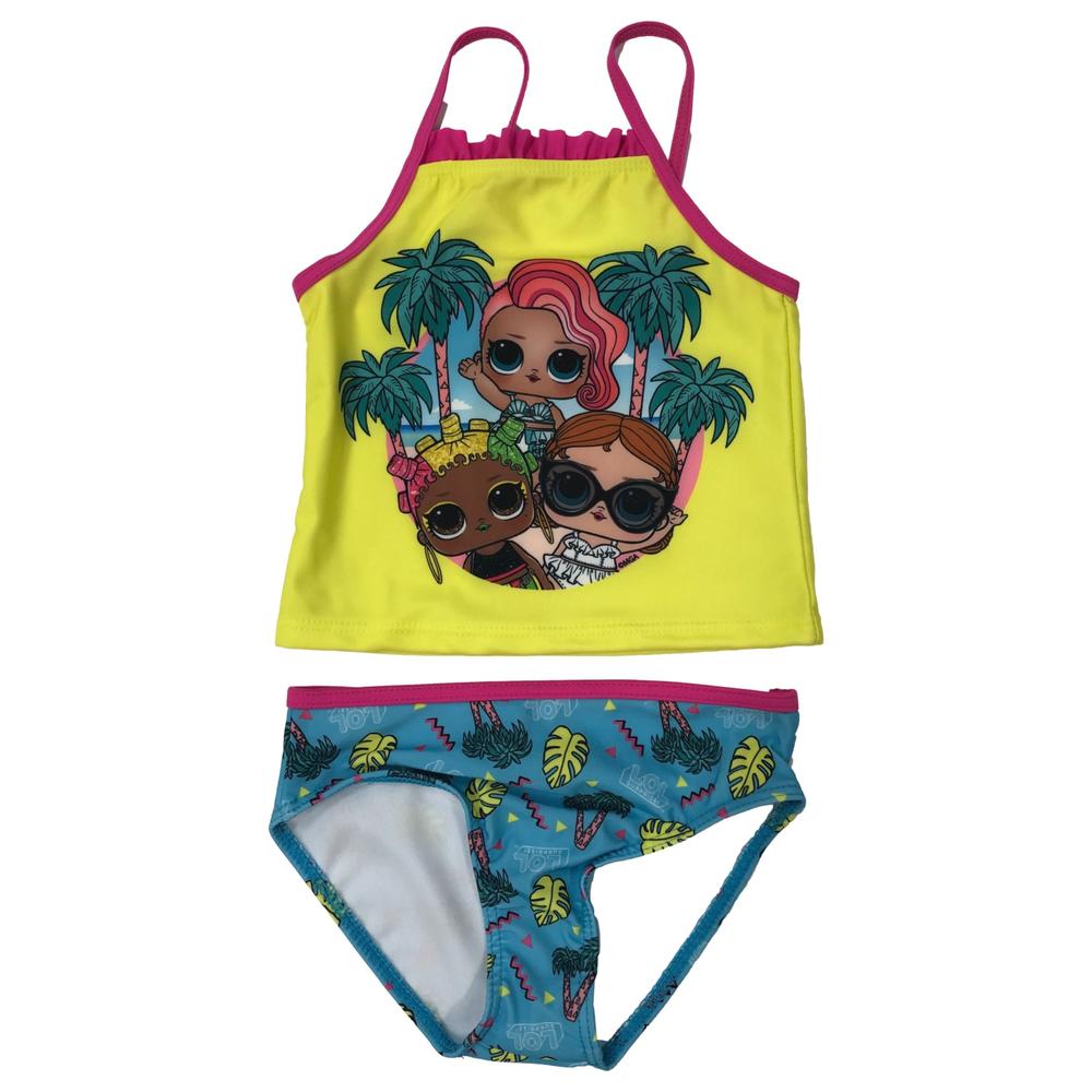 L.O.L. Surprise! LOL Surprise Girls Yellow 2 Piece Tankini Swimming Bathing Suit 4