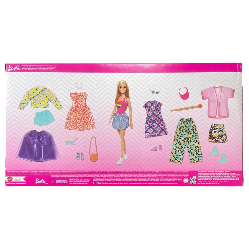 Barbie Doll Deluxe Playset with 7 Outfits, Total of 19 Fashion & Styling Pieces