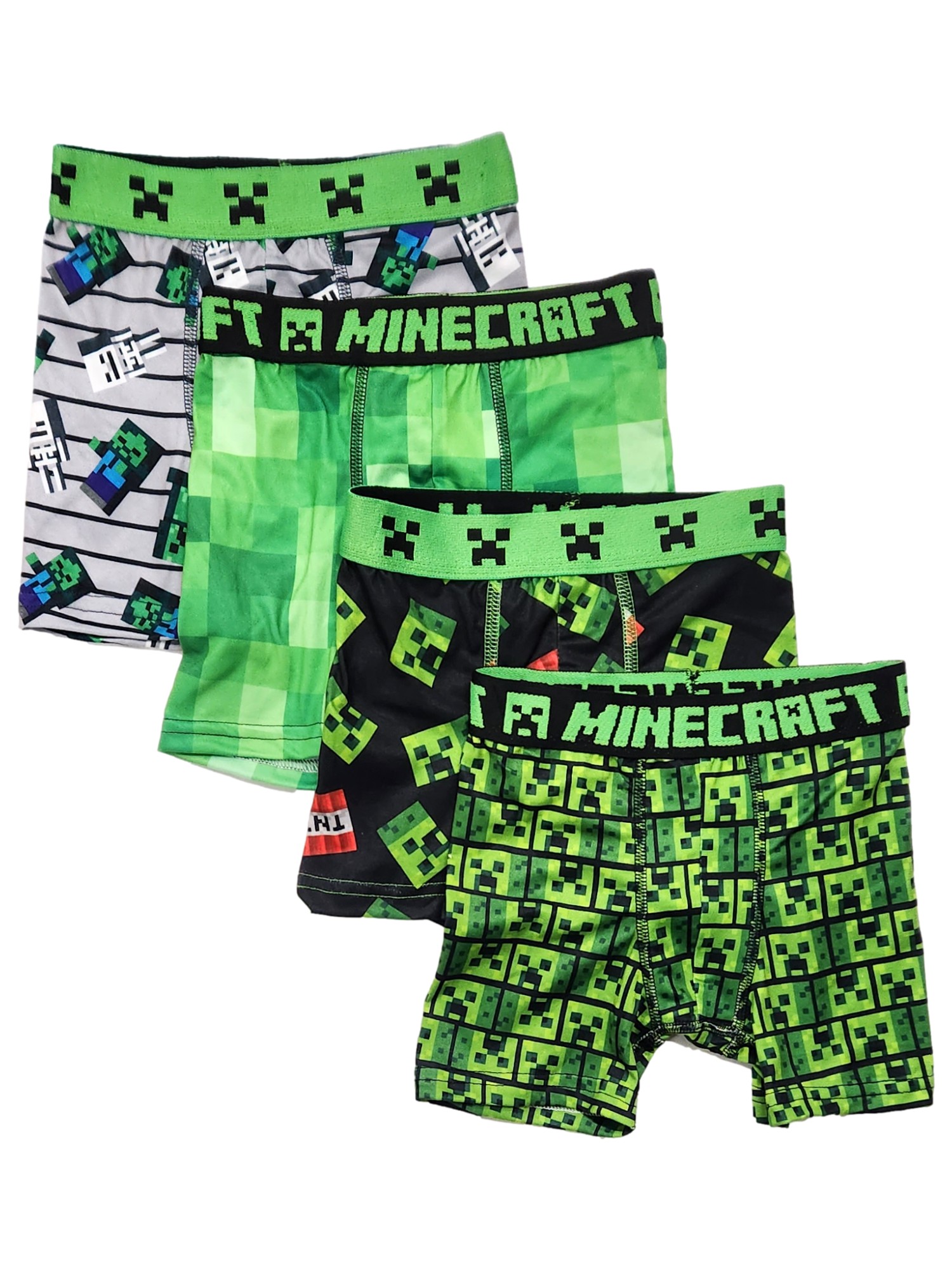 Minecraft Boys 4-Pack Minecraft Creeper Athletic Stretch Underwear Boxer Briefs