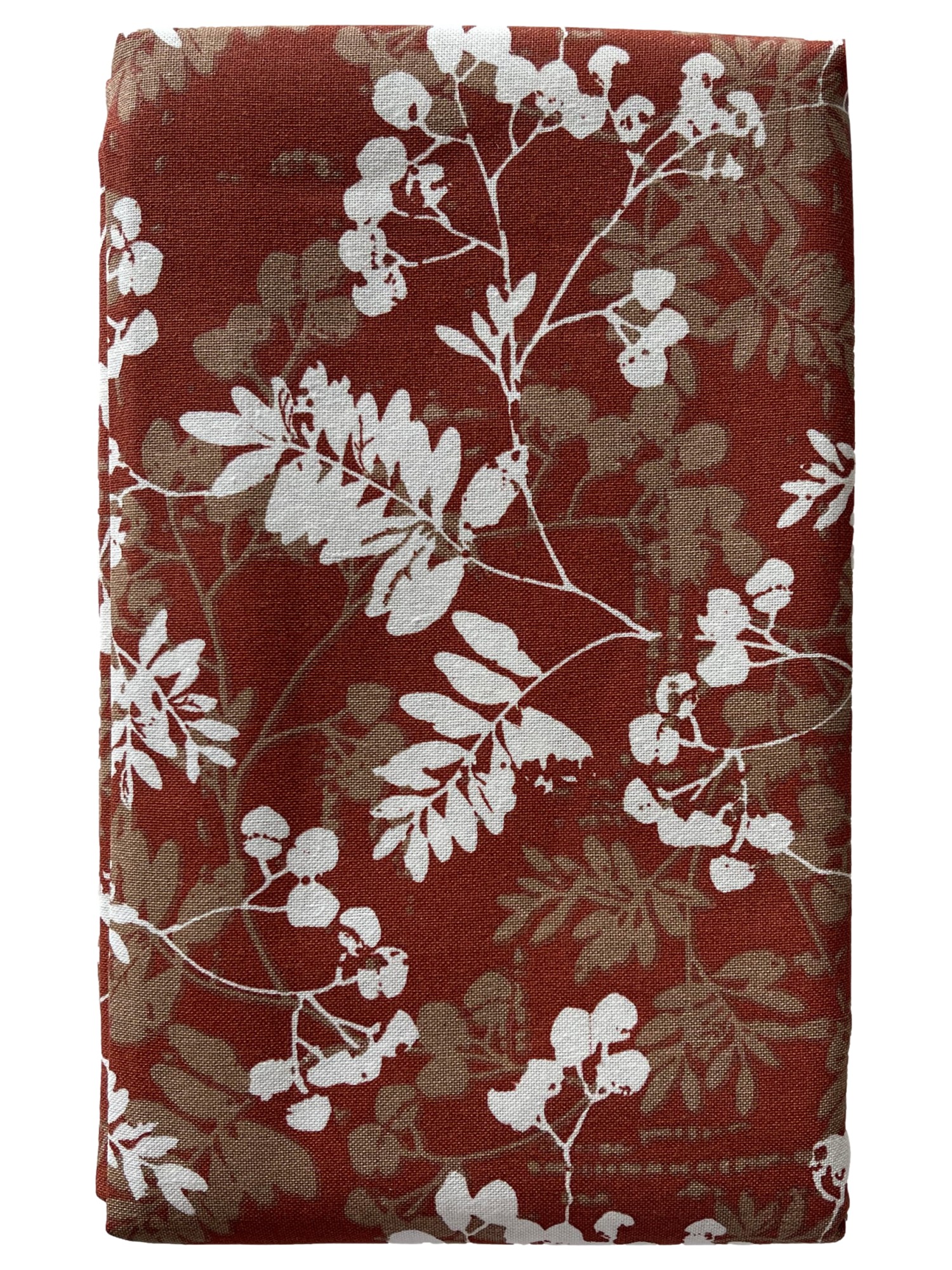 Autumn Foliage Fall Tablecloth with Rust & White Leaves 60x102 Obl