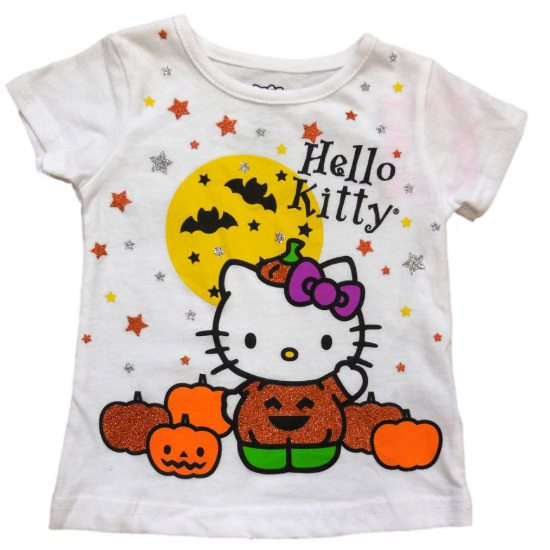 Hello Kitty Infant Baby Girls White Halloween Shirt Pumpkin Cat T-Shirt 18m