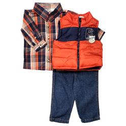 Little Rebels Little Rebel Infant Boys 3 Piece Orange & Navy Vest Shirt & Pants Set 12 Months