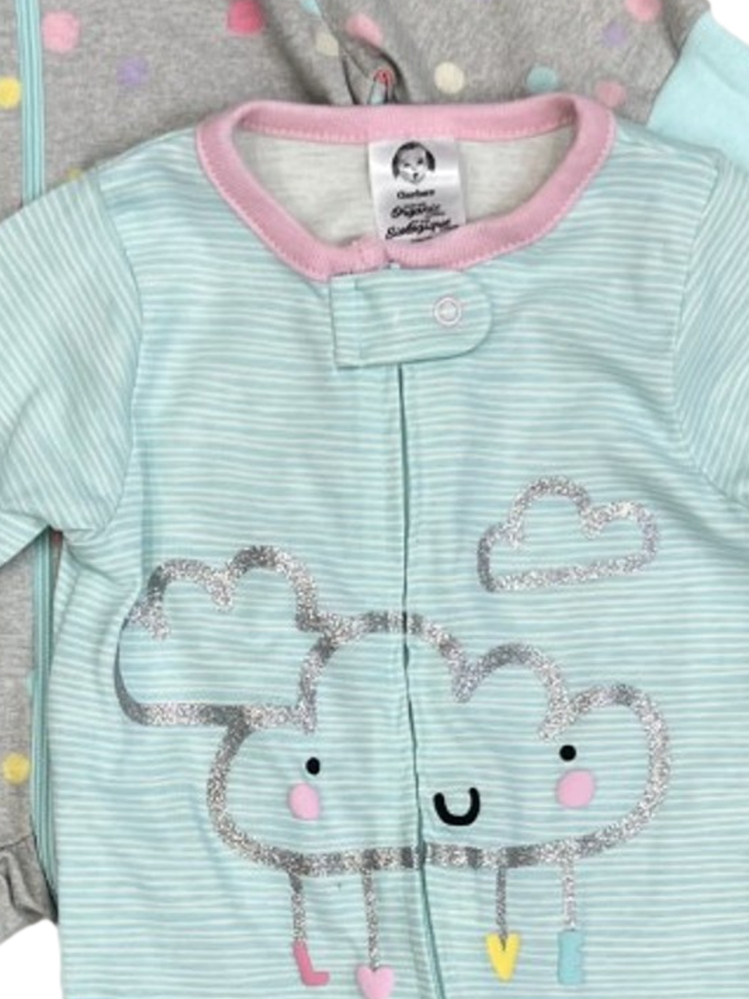 Gerber Infant Baby Girls 2PC Cloud & Polka Dot Zip Up Blanket Sleeper Pajamas Newborn