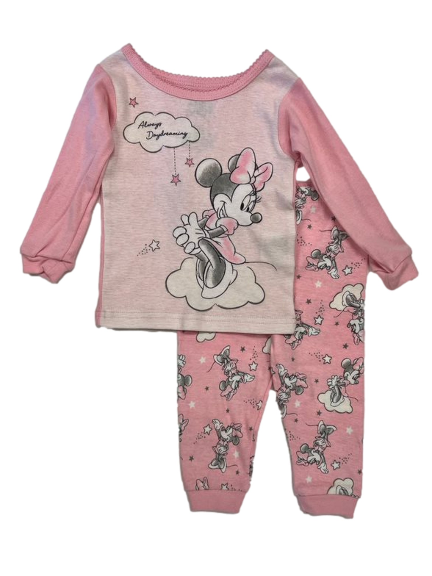 Disney Infant Girls Pink Minnie Mouse Always Dreaming Long Sleeve Pajama Set