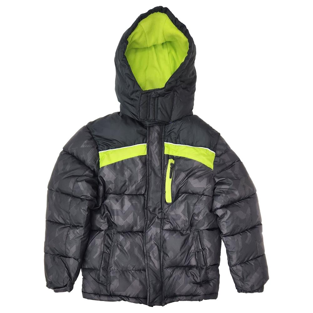 Xersion Boys Black & Green Puffer Jacket Winter Snowboard Coat Medium 10-12