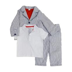 First Impressions Infant Boys White & Blue 3-Piece Suit Dress Up Outfit 18m