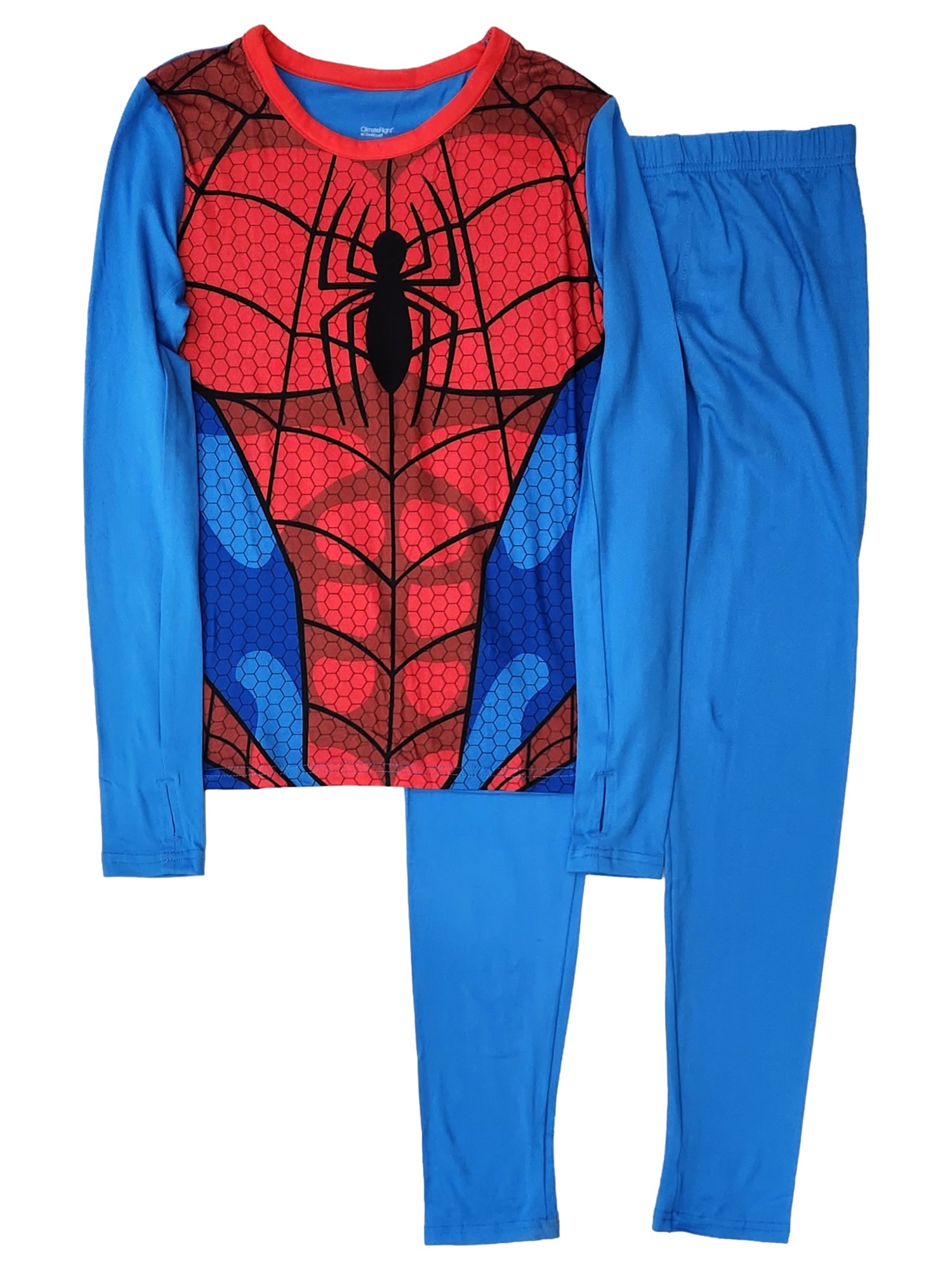 Cuddl Duds Boys Blue & Red Spiderman Thermal Underwear Long Johns Large 10-12