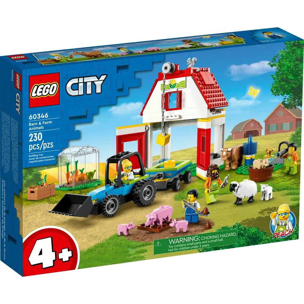 Lego City Barn & Farm Animals with Tractor & Trailer Building Set 60346, 230 Pc