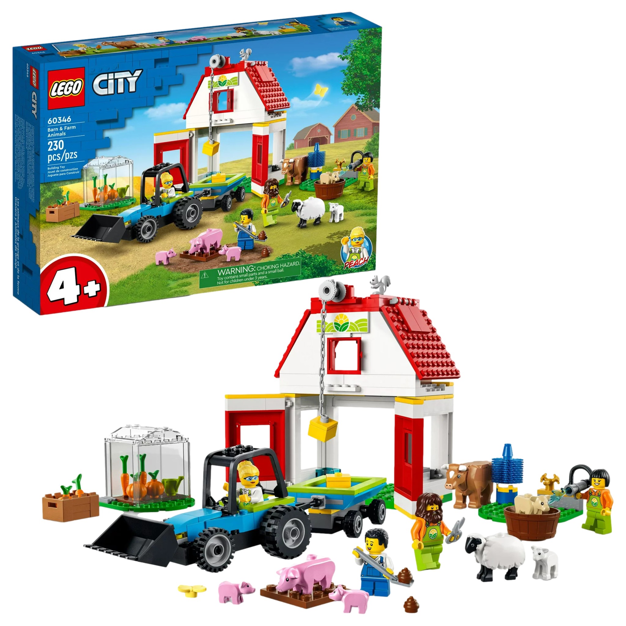 Lego City Barn & Farm Animals with Tractor & Trailer Building Set 60346, 230 Pc